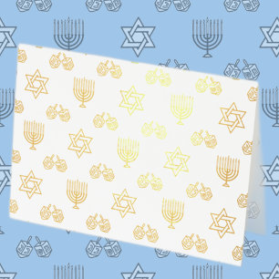 Cartão Metalizado Hanukkah Menorah Foil Card