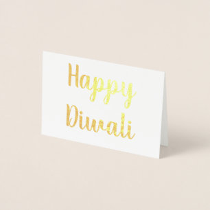 Cartão Metalizado Happy Diwali Gold Foil Elegante Typografia
