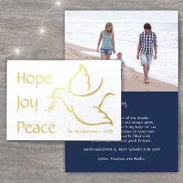 Cartão Metalizado Holiday Dove Hope Joy Peace Marinho Blue Modern Ph