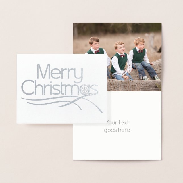 Cartão Metalizado Imagem estilizada do Natal com floco de neve prate (Display)