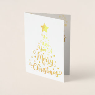 Cartão Metalizado Imagem Personalizada da Árvore de Natal Dourada E