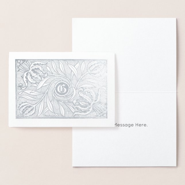 Cartão Metalizado Impressão de Monograma de Corte de Madeira (Exibição)