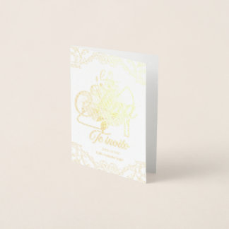 Cartão Metalizado Invitation Bridal Shower Oro