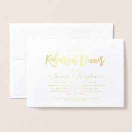 Cartão Metalizado Jantar de Rehearsal Elegante, Dourado