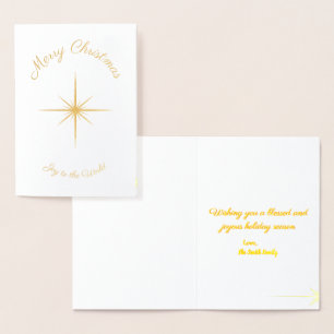 Cartão Metalizado Joy To The World Christmas Photo Saudação