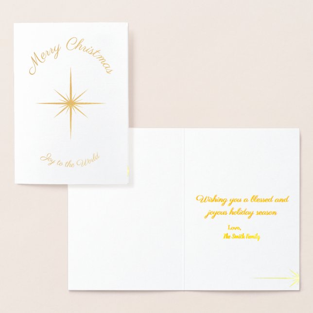 Cartão Metalizado Joy To The World Christmas Photo Saudação (Exibição)