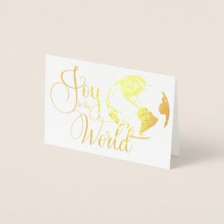 Cartão Metalizado Joy to the World Handlettered Christmas Foil Card