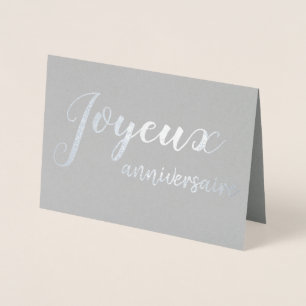 Cartão Metalizado Joyeux Anniversaire francês - Parabéns