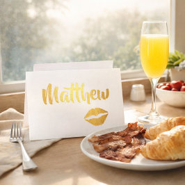 Cartão Metalizado Lábios Beijocados Glamouroso Dourado