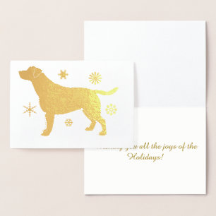 Cartão Metalizado Labrador Retriever Snowflakes em Folha