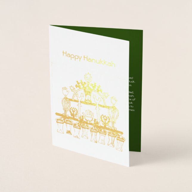 Cartão Metalizado Lâmpada de Baghdadi Hanukkah (Frente)