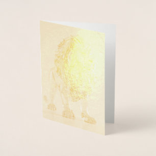Cartão Metalizado Leão Dourado de Cristal – Arte em Branco
