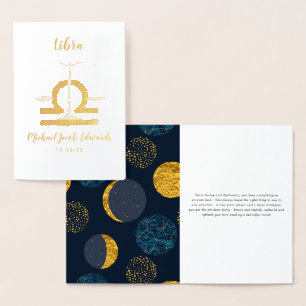 Cartão Metalizado Libra Astrologia Signo Zodiacal Personalizado