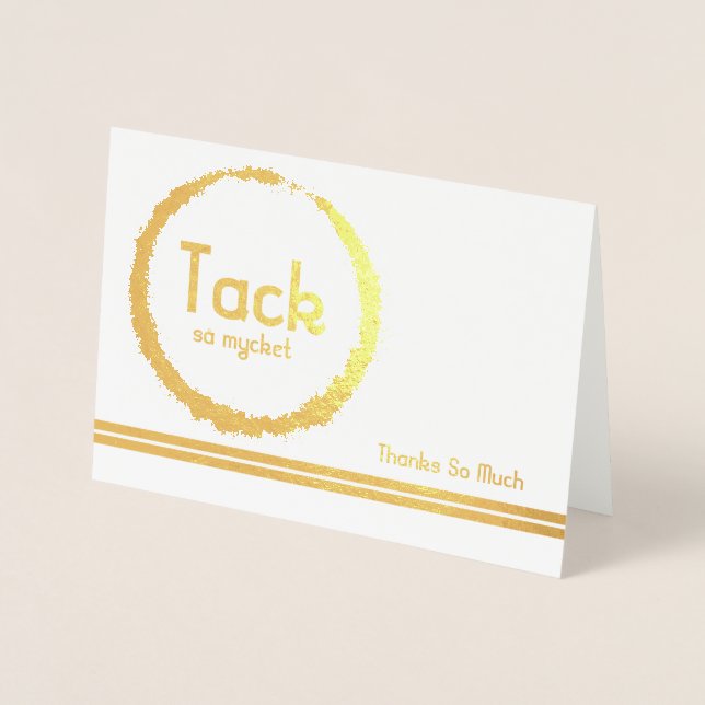 Cartão Metalizado Língua Sueca Multicultural Obrigado (Frente)