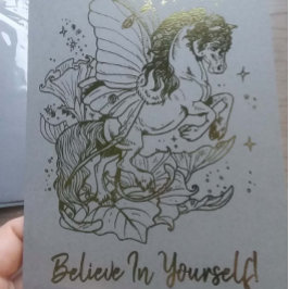 Cartão Metalizado Luna mama alada Fada Cavalo