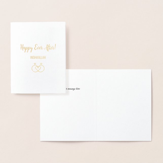 Cartão Metalizado Luxury Feliz Nunca Depois Do Presente De Casamento (Exibição)