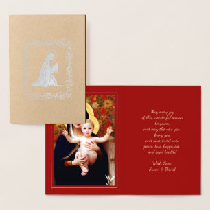 Cartão Metalizado Madonna de W.Bouguereau Natal de Luxo Real