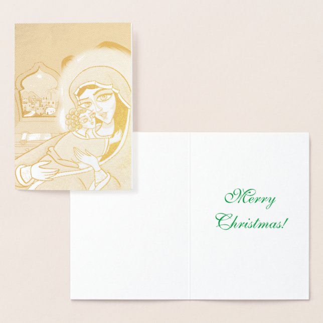 Cartão Metalizado Madonna e Criança (Exibição)