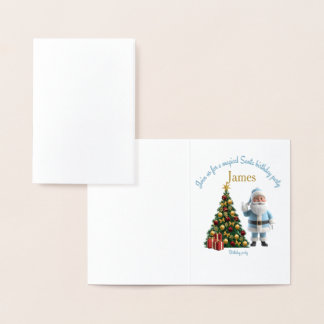 Cartão Metalizado Magical Santa Birthday Invitation