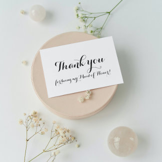 Cartão Metalizado Maid of Honor Thank You Silver