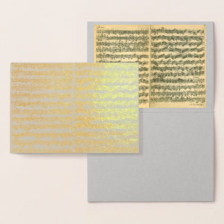 Cartão Metalizado Manuscrito De Música Bach Chaconne Do ouro Todas A
