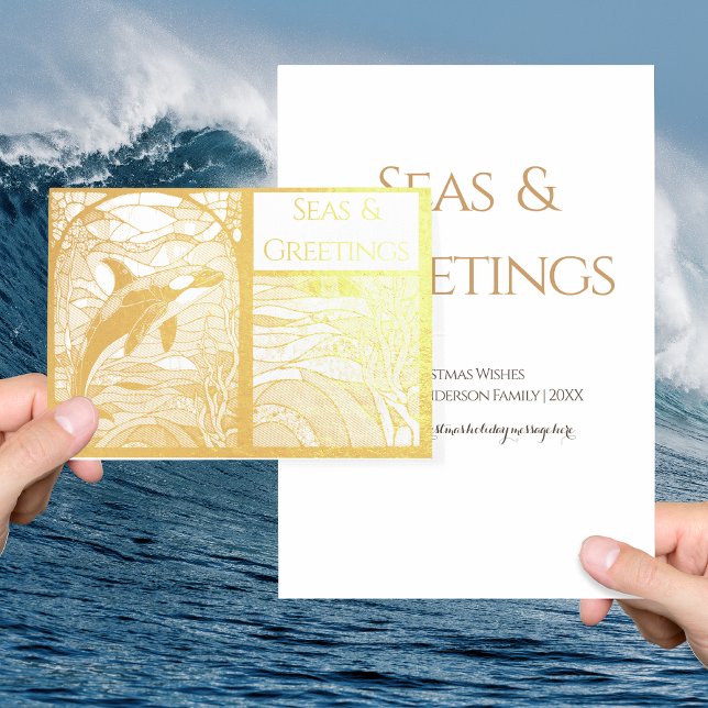 Cartão Metalizado Mar e Saudações Náuticas Modernas, Baleia Orca (Criador carregado)