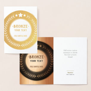 Cartão Metalizado MEDALHA Bronze Campeão IMPRESSÃO PERSONALIZADA DIY