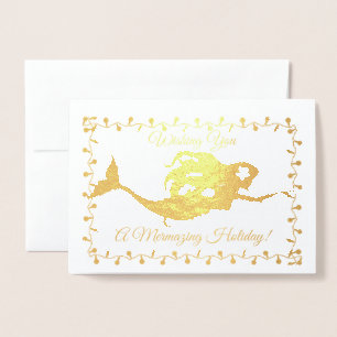 Cartão Metalizado Mermaid Holiday Card
