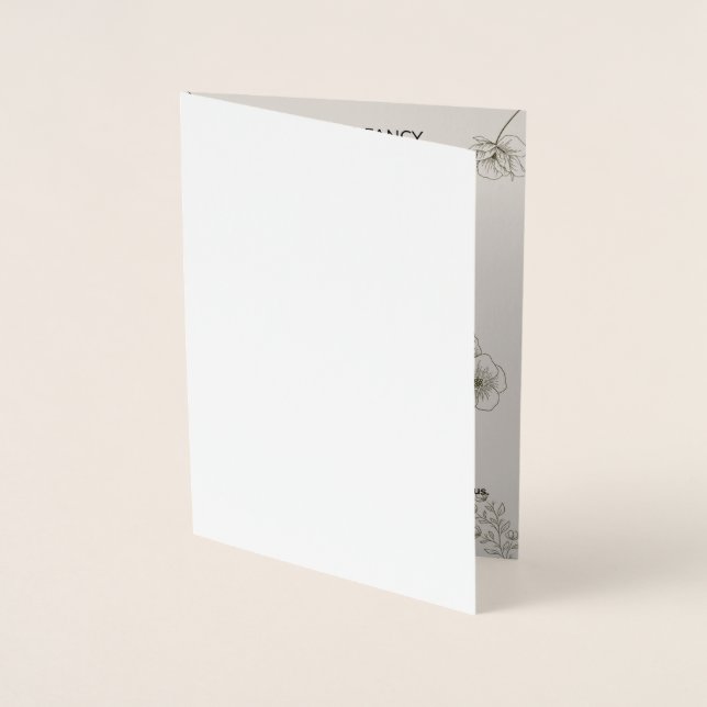 Cartão Metalizado Minimalist Olive Green & Cream Wedding Invitation  (Frente)