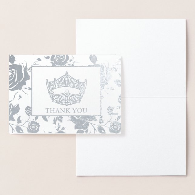 Cartão Metalizado Miss América estilo Pageant Crown prata (Exibição)