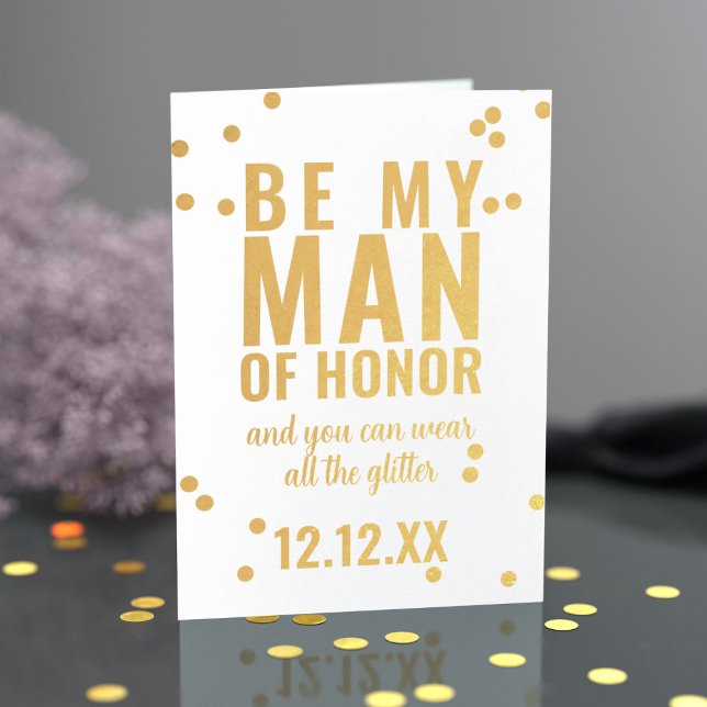 Cartão Metalizado Modern Be My Man Honor Proposta Padrinho de casame (Perfect proposal card for your Man of Honor. Just add your message)