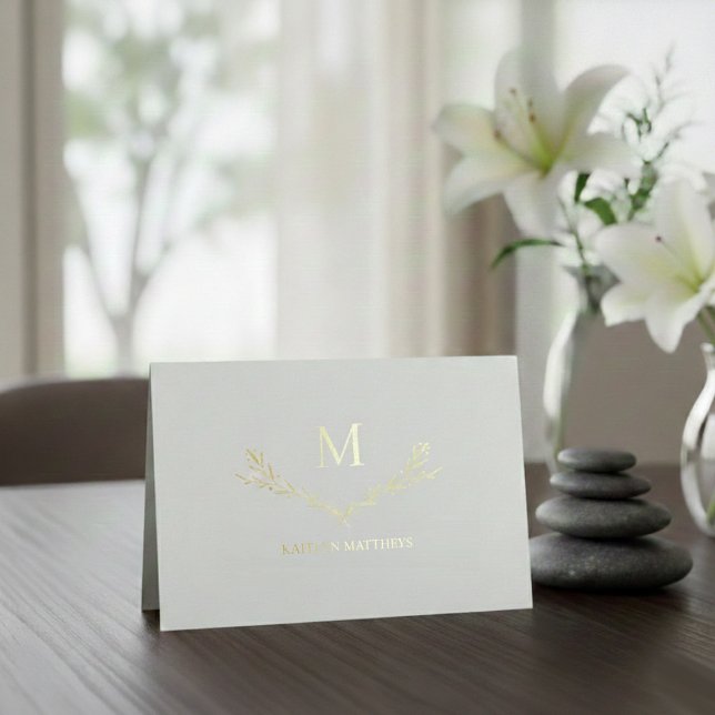 Cartão Metalizado Monograma Personalizado por Verdadeira Inicial (Criador carregado)