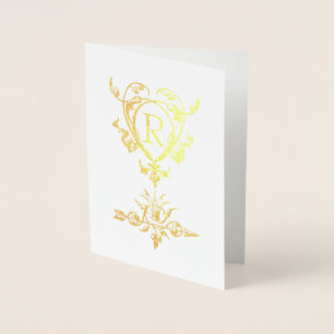 Cartão Metalizado Motif Monograma E Coração Gótica