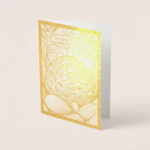 Cartão Metalizado motivo de Páscoa desenho preto e branco com ovos d