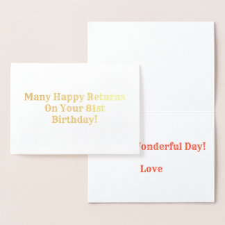 Cartão Metalizado Muitos Regressos Felizes