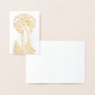 Cartão Metalizado Mulher colhendo maçãs Feliz aniversário