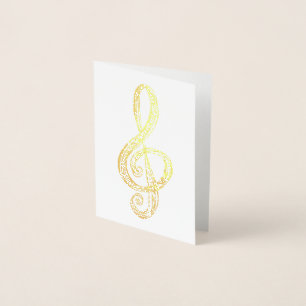 Cartão Metalizado Music G Clef Foil Card