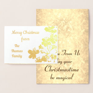 Cartão Metalizado Na moda Gold Foil Personalizado Natal