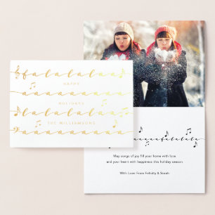 Cartão Metalizado Natal Carol Fa La Music Foliday Foto de Natal