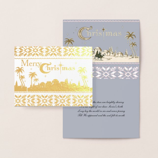 Cartão Metalizado Natal religioso da Santa Noite Jerusalém (Display)