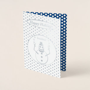 Cartão Metalizado Natalina Fazendo malabarismo Com Bolas De Neve Eng