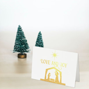 Cartão Metalizado Natividade de amor e alegria com o Natal elegante