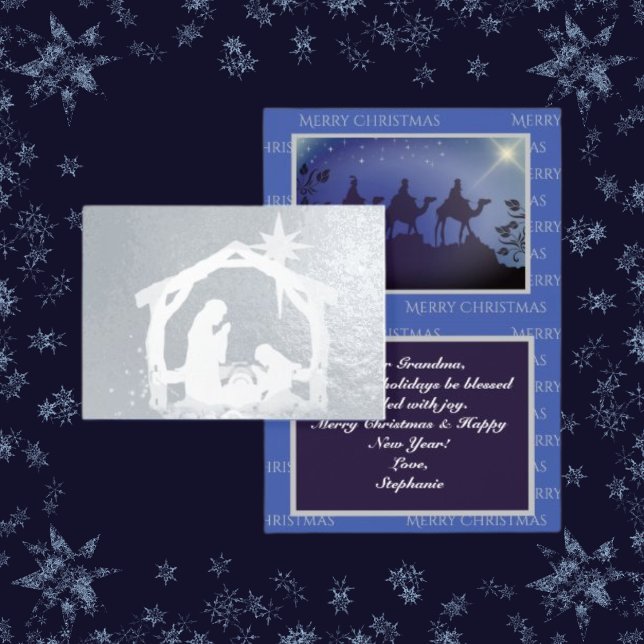 Cartão Metalizado Natividade Lux Blue & Silver Natal (Criador carregado)
