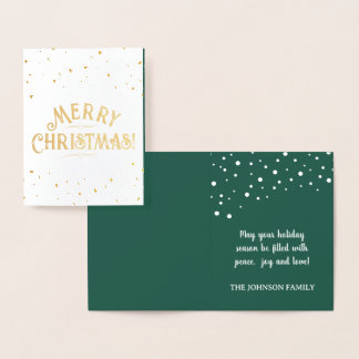 Cartão Metalizado Nobre Verde Feliz Natal Dourado/Prata Feriado