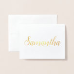 Cartão Metalizado Nome Personalizado | Bridesmaid Stationery Samanth<br><div class="desc">dentro vazio para você escrever seus próprios sentimentos.</div>
