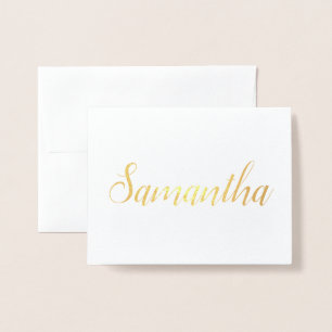 Cartão Metalizado Nome Personalizado   Bridesmaid Stationery Samanth