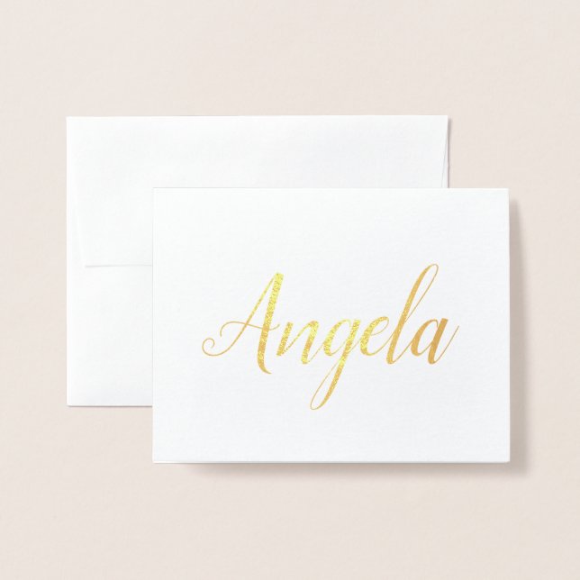Cartão Metalizado Nome Personalizado | Bridesman | Angela (Frente com envelope)