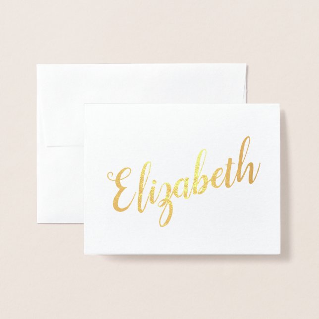 Cartão Metalizado Nome Personalizado | Papelaria de Bridesmaid (Frente com envelope)
