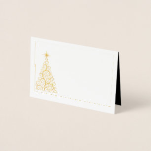 Cartão Metalizado Nome Placa Gold Árvore de Natal Encaminhada