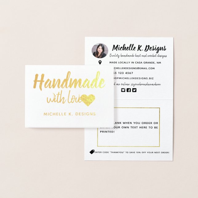 Cartão Metalizado Nota de Encapsulamento de Compro Coração com Amor (Exibição)